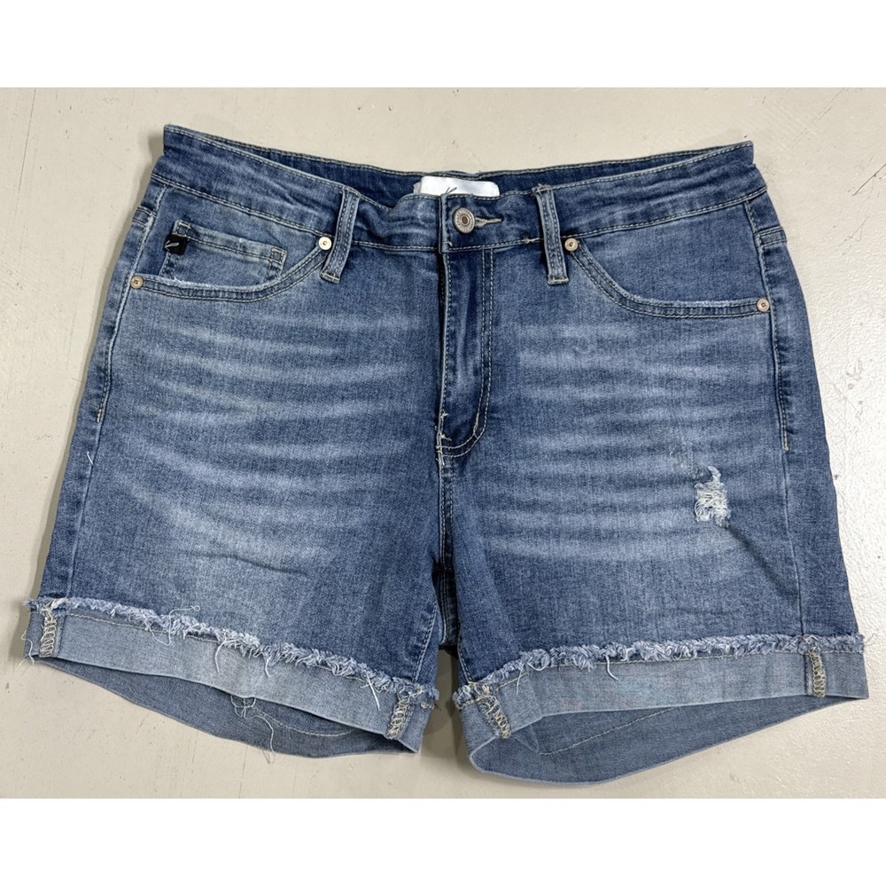 KanCan Shorts Womens 12/31 Blue Distressed High Rise Raw Hem Jean Denim KC5027TL - Picture 1 of 6